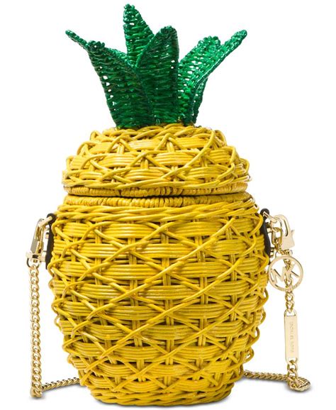 Michael Kors 32s8goac6w Straw Sunflower Pineapple Crossbody 